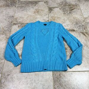 Talbots Sweater Women's Small Blue Cable Knit Soft Light Wool Blend Grandma